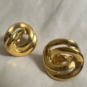 Monet Elegant Gold Knot Clip-on Earrings